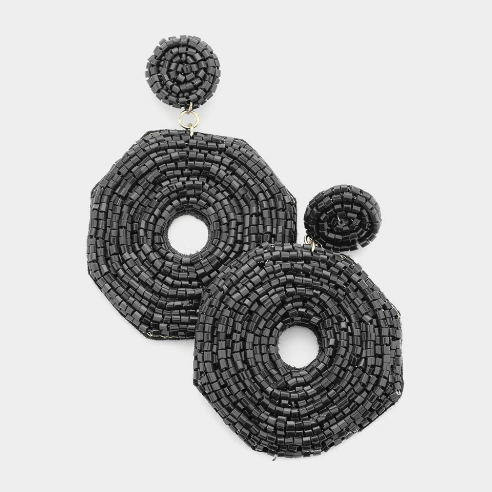Geometric Beaded Dangle Earrings
